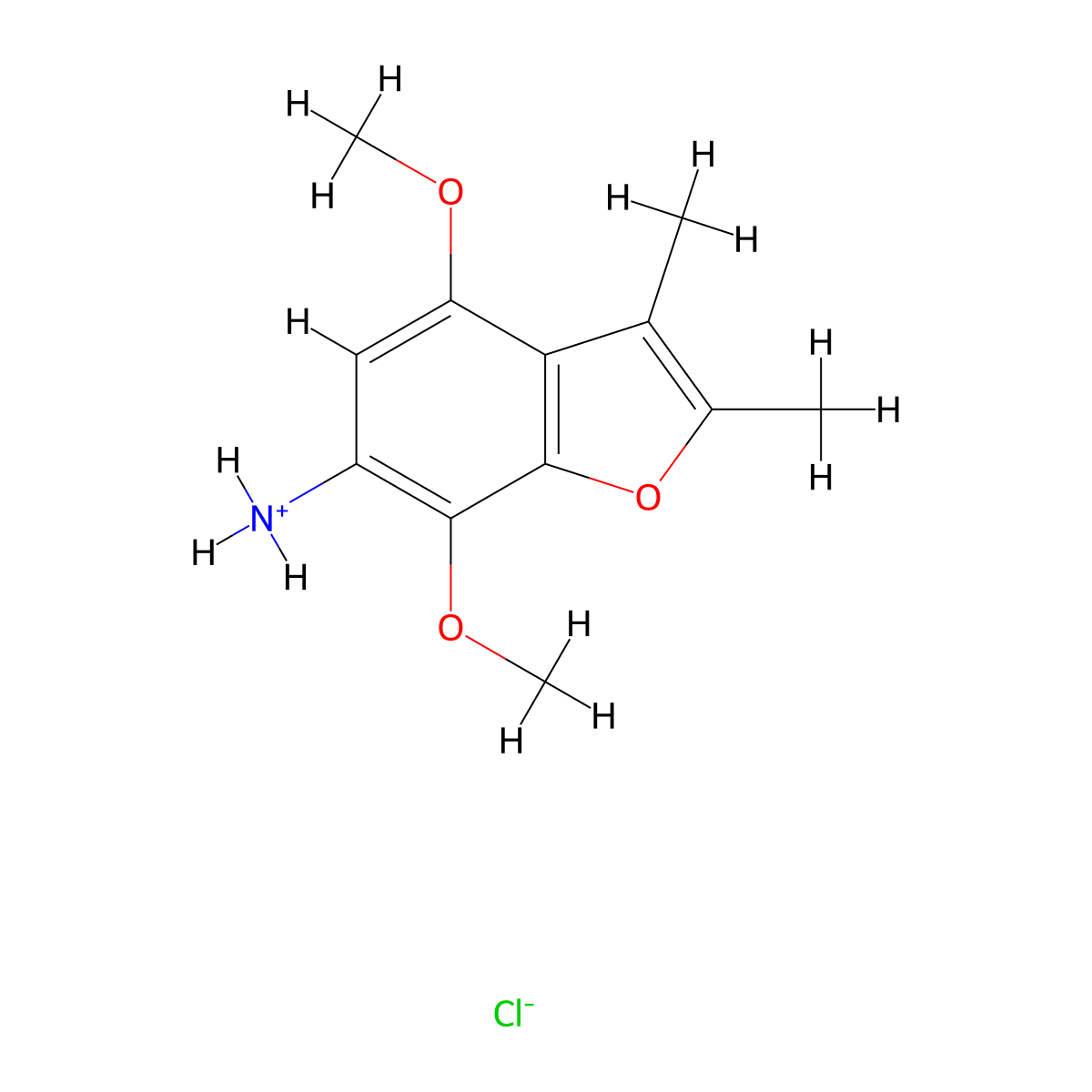 4,7-Dimethoxy-2,3-dimethyl-1-benzofuran-6-amine--hydrogen chloride (1/1) molecular structure, CAS 49710-96-5