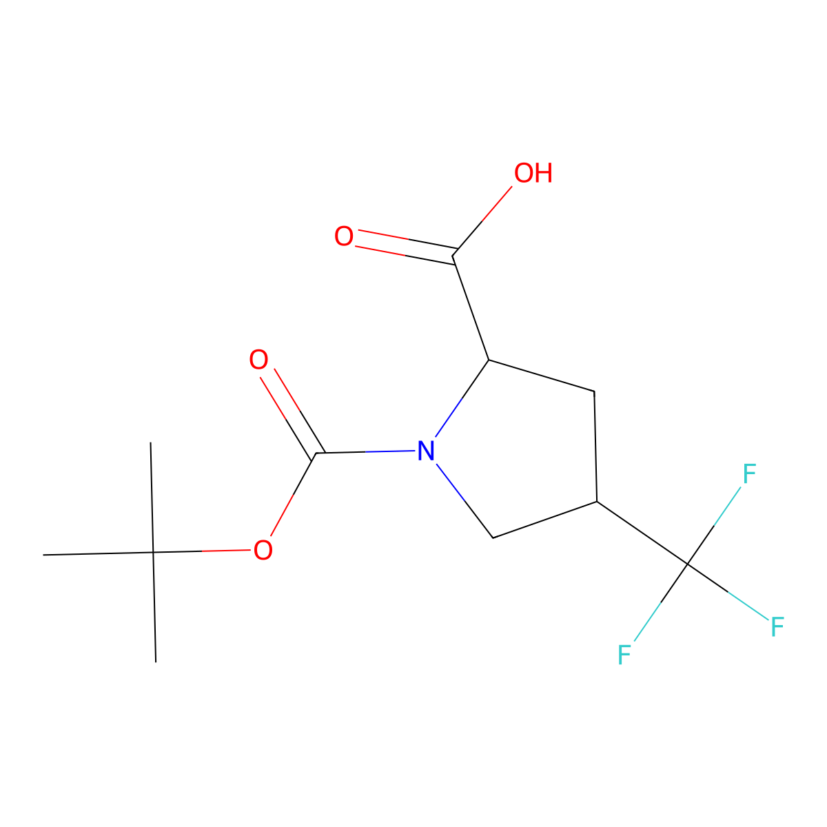 1-(1,1-Dimethylethyl) (2R,4S)-4-(trifluoromethyl)-1,2-pyrrolidinedicarboxylate molecular structure, CAS 497103-77-2