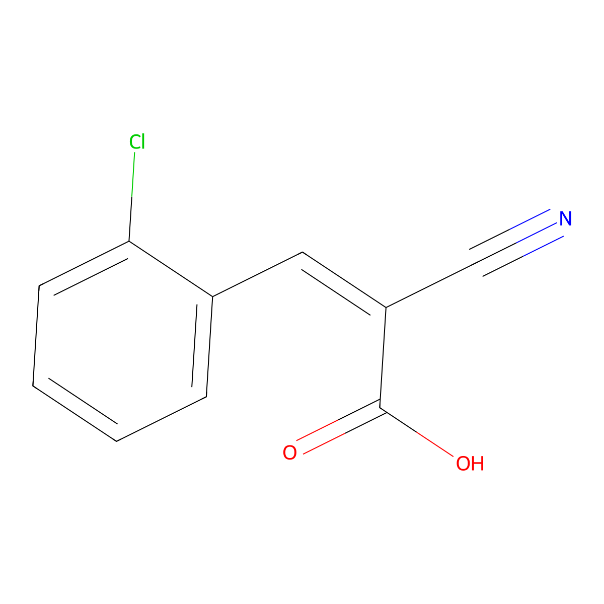 (2E)-3-(2-Chlorophenyl)-2-cyanoacrylic acid molecular structure, CAS 49711-52-6