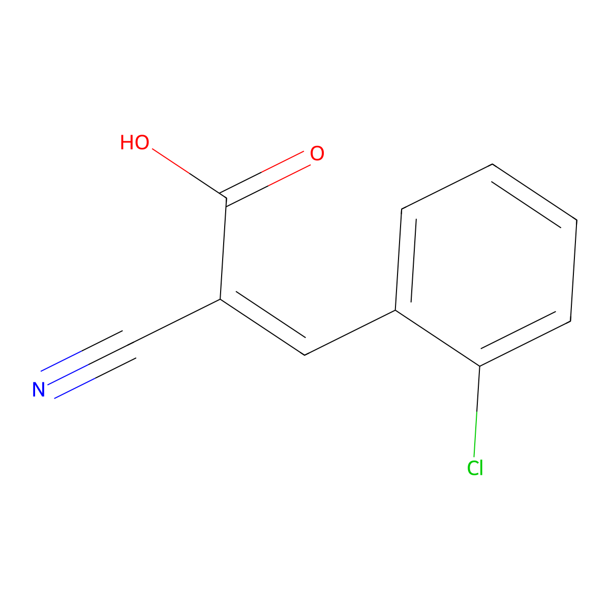 (2E)-3-(2-Chlorophenyl)-2-cyanoacrylic acid molecular structure, CAS 49711-52-6