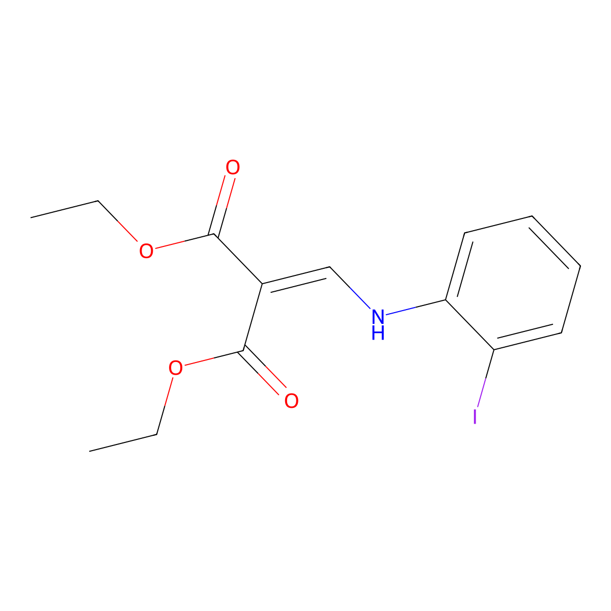 Diethyl 2-((2-iodophenylamino)methylene)malonate molecular structure, CAS 49713-38-4