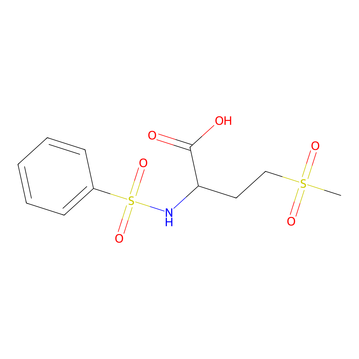 2-Benzenesulfonamido-4-methanesulfonylbutanoic acid molecular structure, CAS 497141-51-2