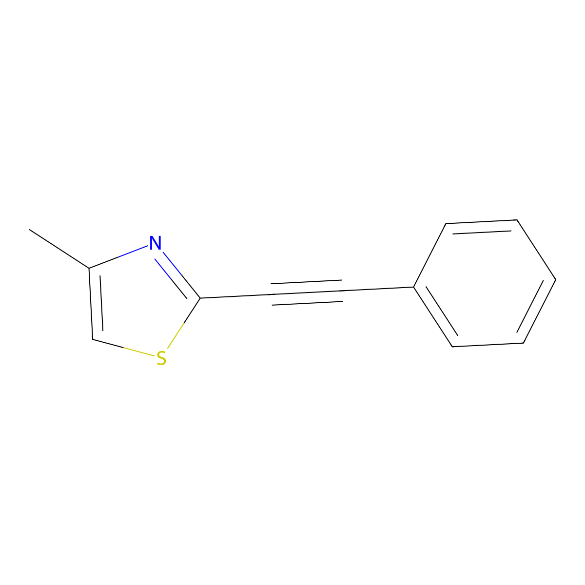 4-Methyl-2-phenylethynyl-thiazole molecular structure, CAS 497145-22-9