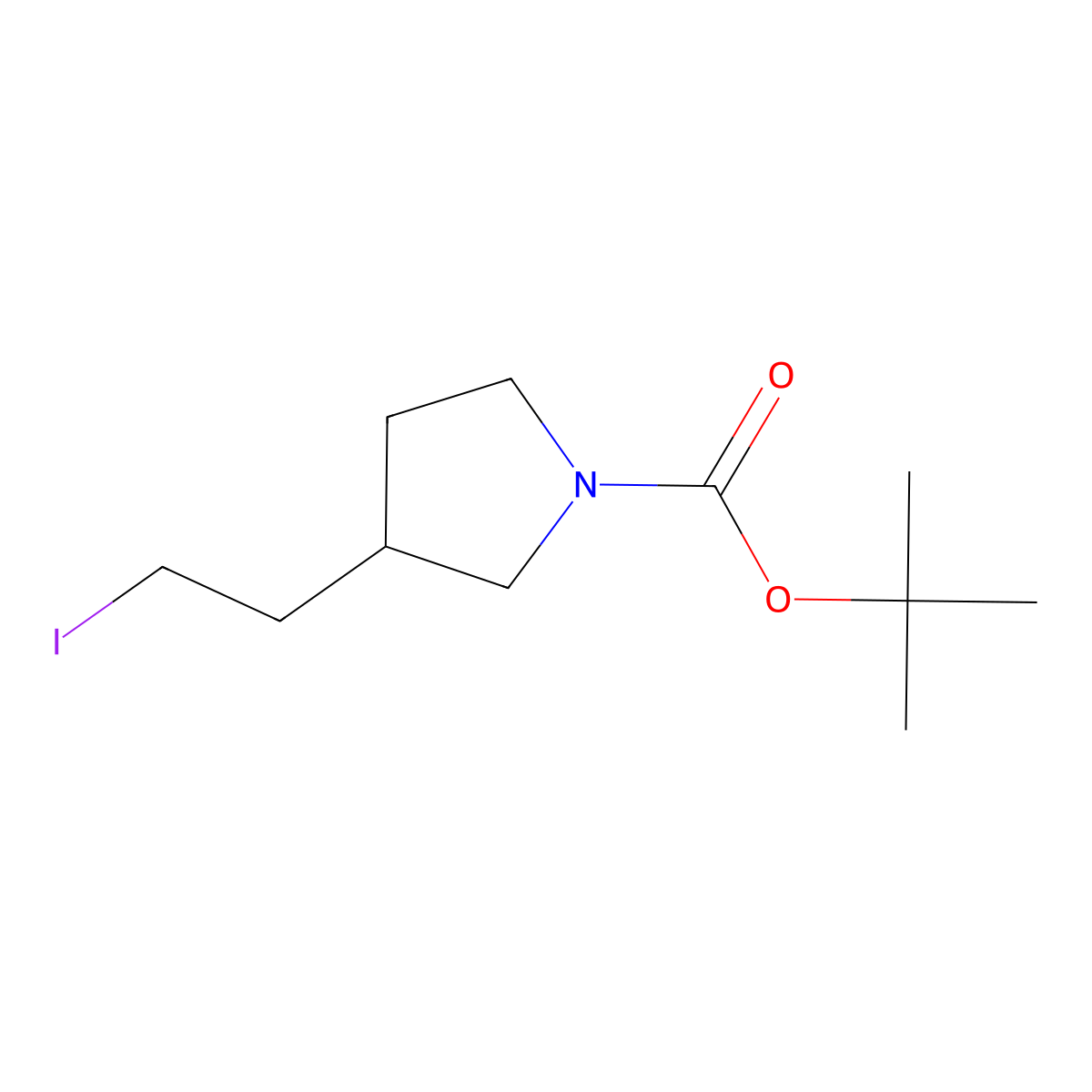 tert-Butyl 3-(2-iodoethyl)pyrrolidine-1-carboxylate molecular structure, CAS 497160-10-8