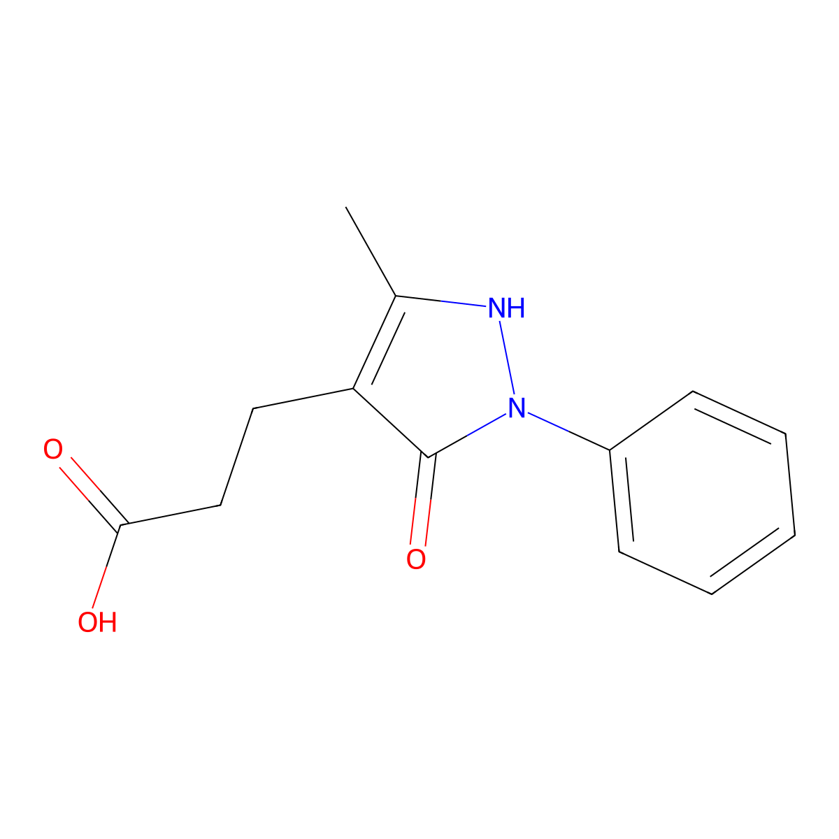 3-(5-hydroxy-3-methyl-1-phenyl-1H-pyrazol-4-yl)propanoic acid molecular structure, CAS 497161-25-8