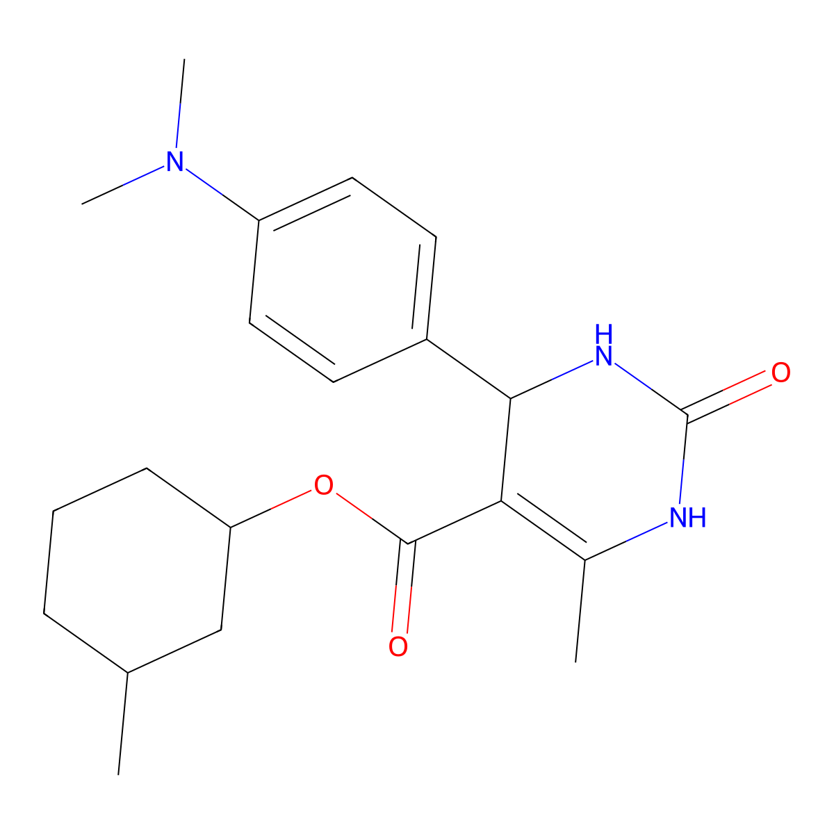 3-Methylcyclohexyl 4-(4-(dimethylamino)phenyl)-6-methyl-2-oxo-1,2,3,4-tetrahydropyrimidine-5-carboxylate molecular structure, CAS 497164-98-4