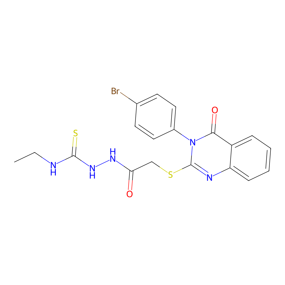 2-({[3-(4-bromophenyl)-4-oxo-3,4-dihydroquinazolin-2-yl]sulfanyl}acetyl)-N-ethylhydrazinecarbothioamide molecular structure, CAS 497166-40-2