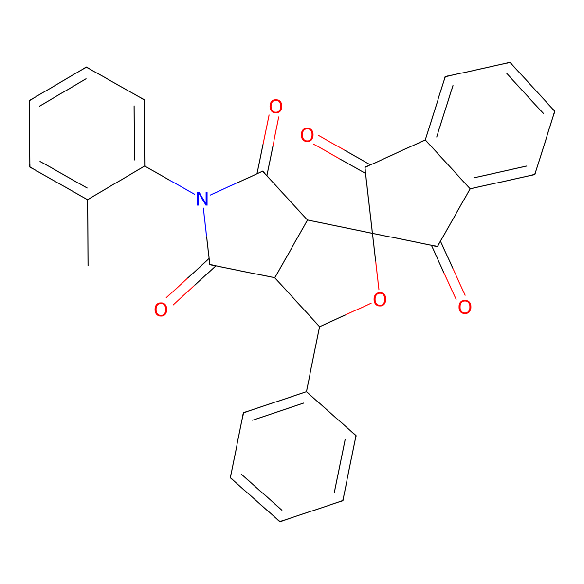 5-(2-methylphenyl)-3-phenyl-3a,6a-dihydrospiro[furo[3,4-c]pyrrole-1,2'-indene]-1',3',4,6(3H,5H)-tetrone molecular structure, CAS 497172-09-5