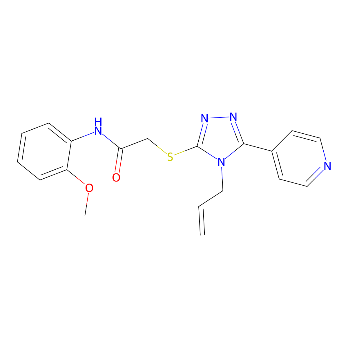 N-(2-methoxyphenyl)-2-{[4-(prop-2-en-1-yl)-5-(pyridin-4-yl)-4H-1,2,4-triazol-3-yl]sulfanyl}acetamide molecular structure, CAS 497176-14-4