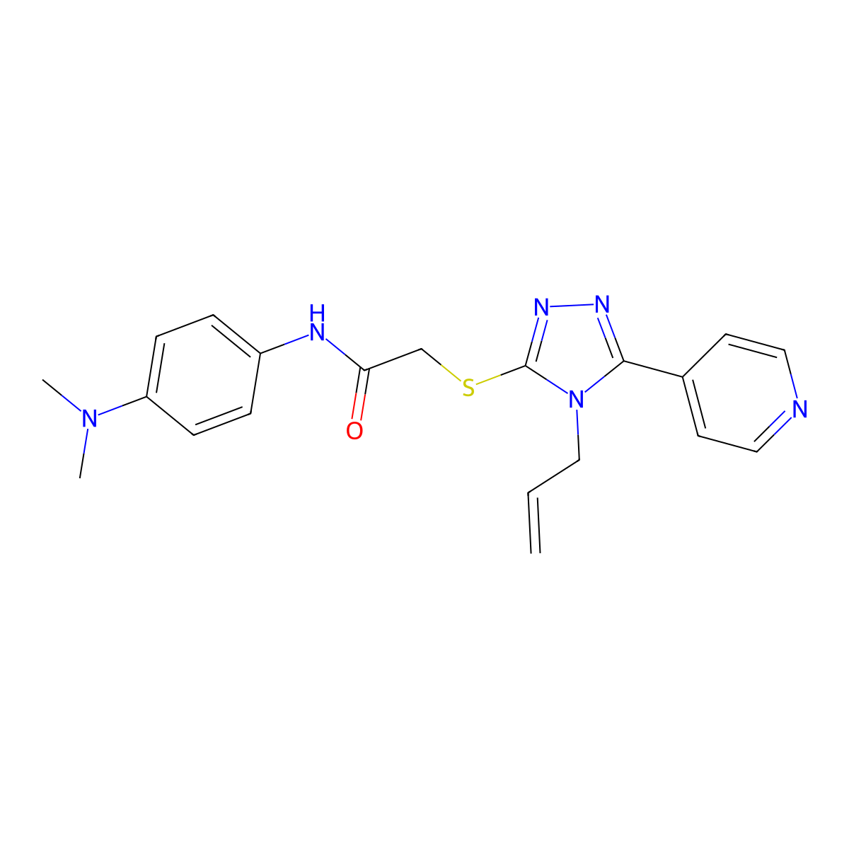 N-[4-(dimethylamino)phenyl]-2-{[4-(prop-2-en-1-yl)-5-(pyridin-4-yl)-4H-1,2,4-triazol-3-yl]sulfanyl}acetamide molecular structure, CAS 497176-20-2