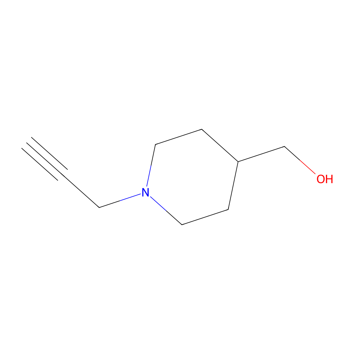 (1-(Prop-2-yn-1-yl)piperidin-4-yl)methanol molecular structure, CAS 497179-18-7