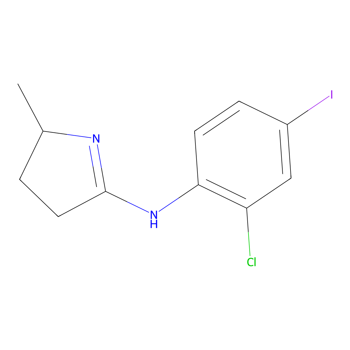 N-(2-chloro-4-iodophenyl)-2-methyl-3,4-dihydro-2H-pyrrol-5-amine molecular structure, CAS 497180-72-0