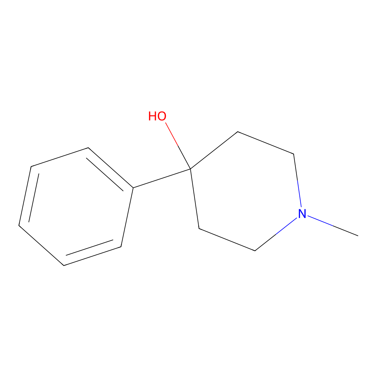 1-Methyl-4-phenylpiperidin-4-ol molecular structure, CAS 4972-68-3