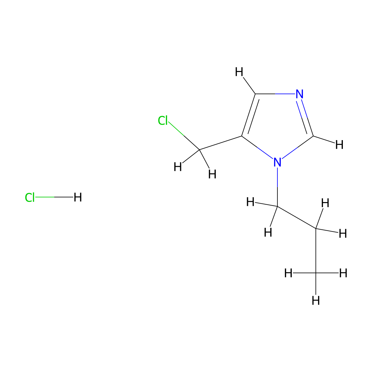 5-(chloromethyl)-1-propyl-1H-imidazole hydrochloride molecular structure, CAS 497223-15-1