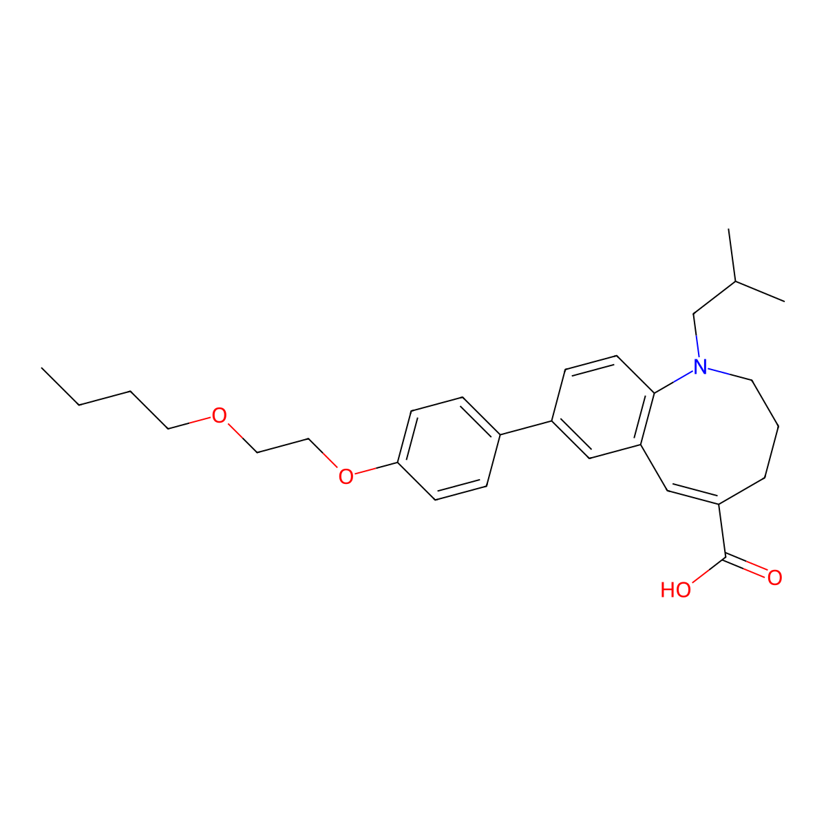 (E)-8-(4-(2-Butoxyethoxy)phenyl)-1-isobutyl-1,2,3,4-tetrahydrobenzo[B]azocine-5-carboxylic acid molecular structure, CAS 497223-19-5