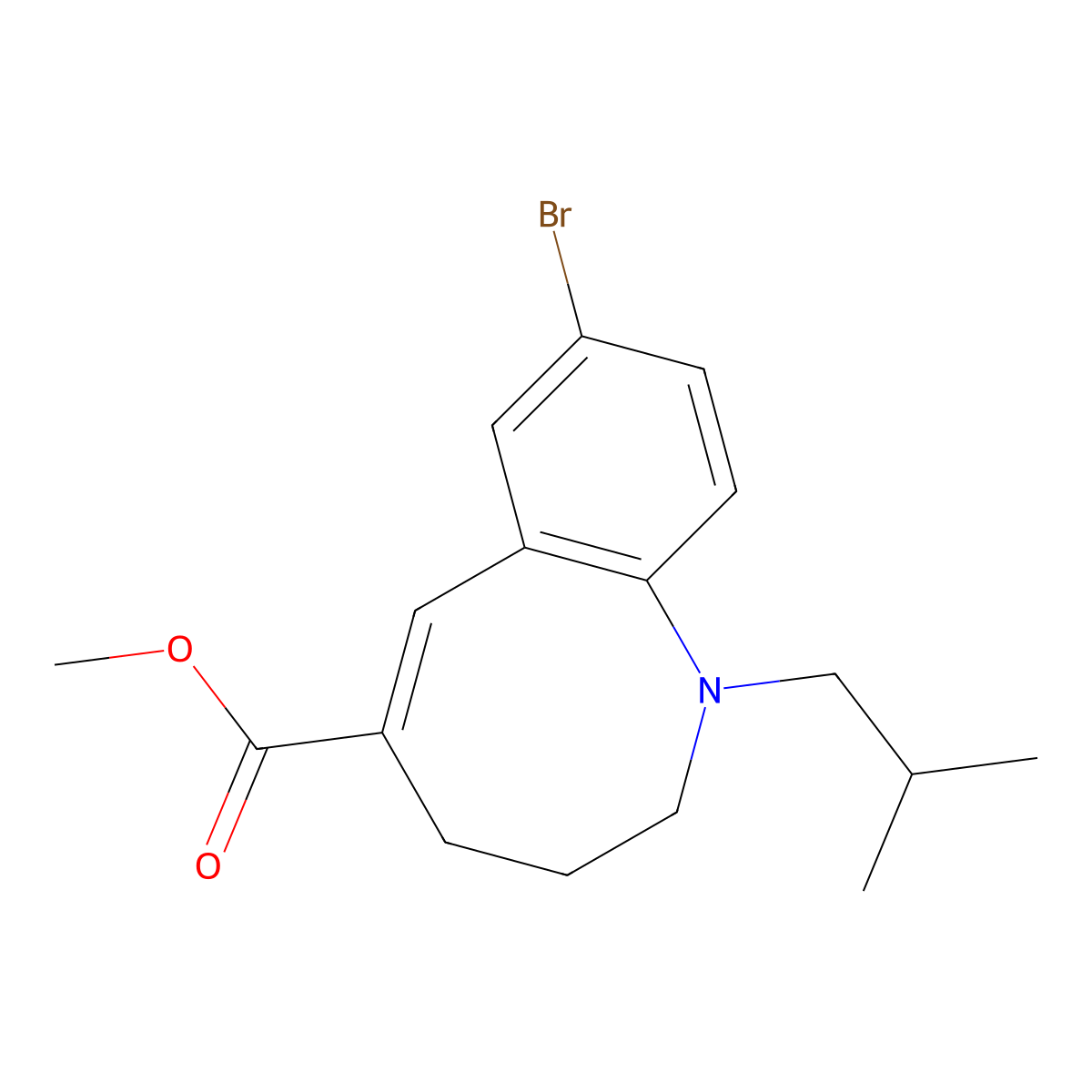 Methyl 8-bromo-1-(2-methylpropyl)-1,2,3,4-tetrahydro-1-benzazocine-5-carboxylate molecular structure, CAS 497224-04-1