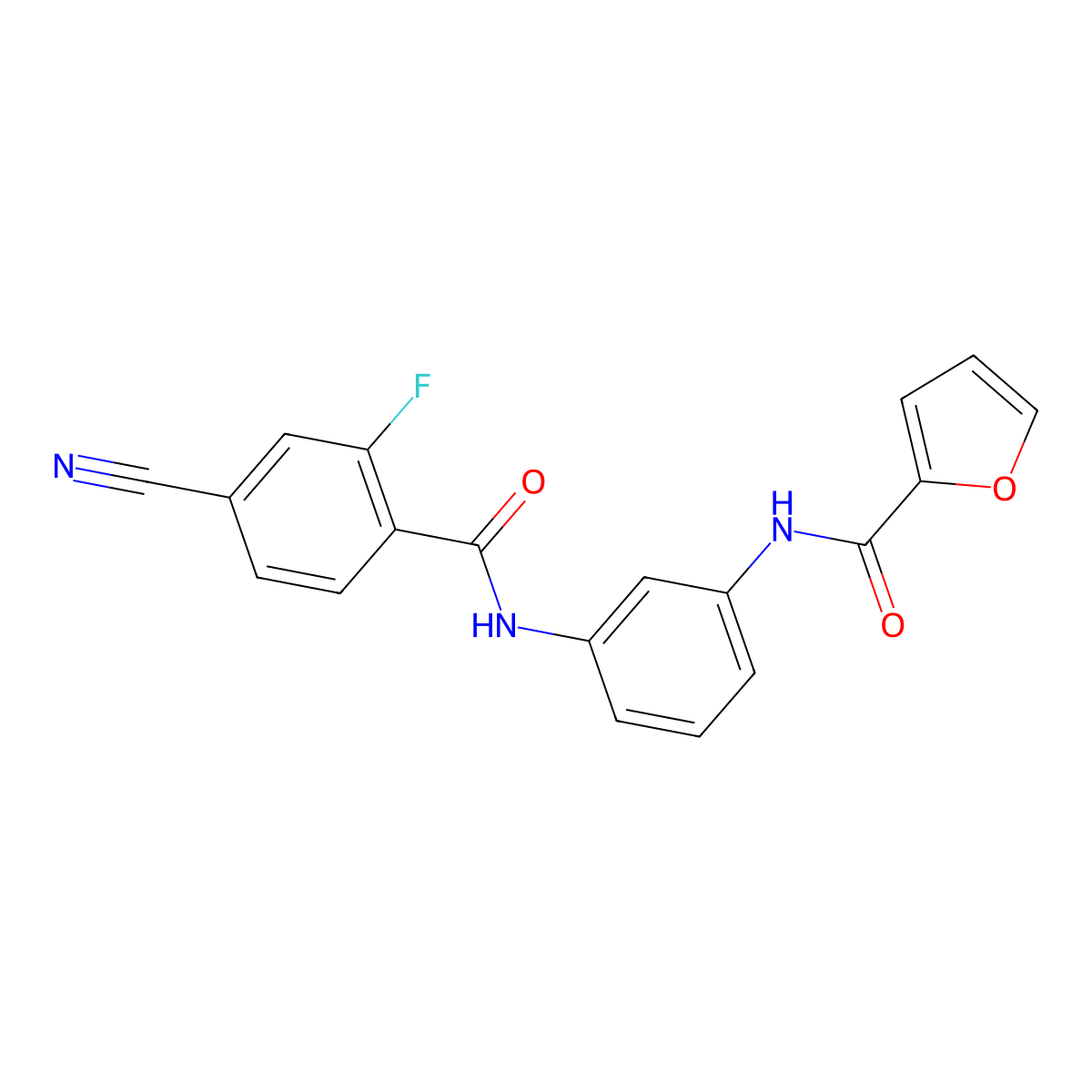 N-{3-[(4-cyano-2-fluorobenzoyl)amino]phenyl}-2-furamide molecular structure, CAS 497225-00-0
