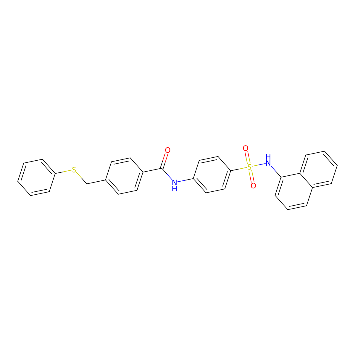 N-{4-[(1-naphthylamino)sulfonyl]phenyl}-4-[(phenylsulfanyl)methyl]benzamide molecular structure, CAS 497225-10-2