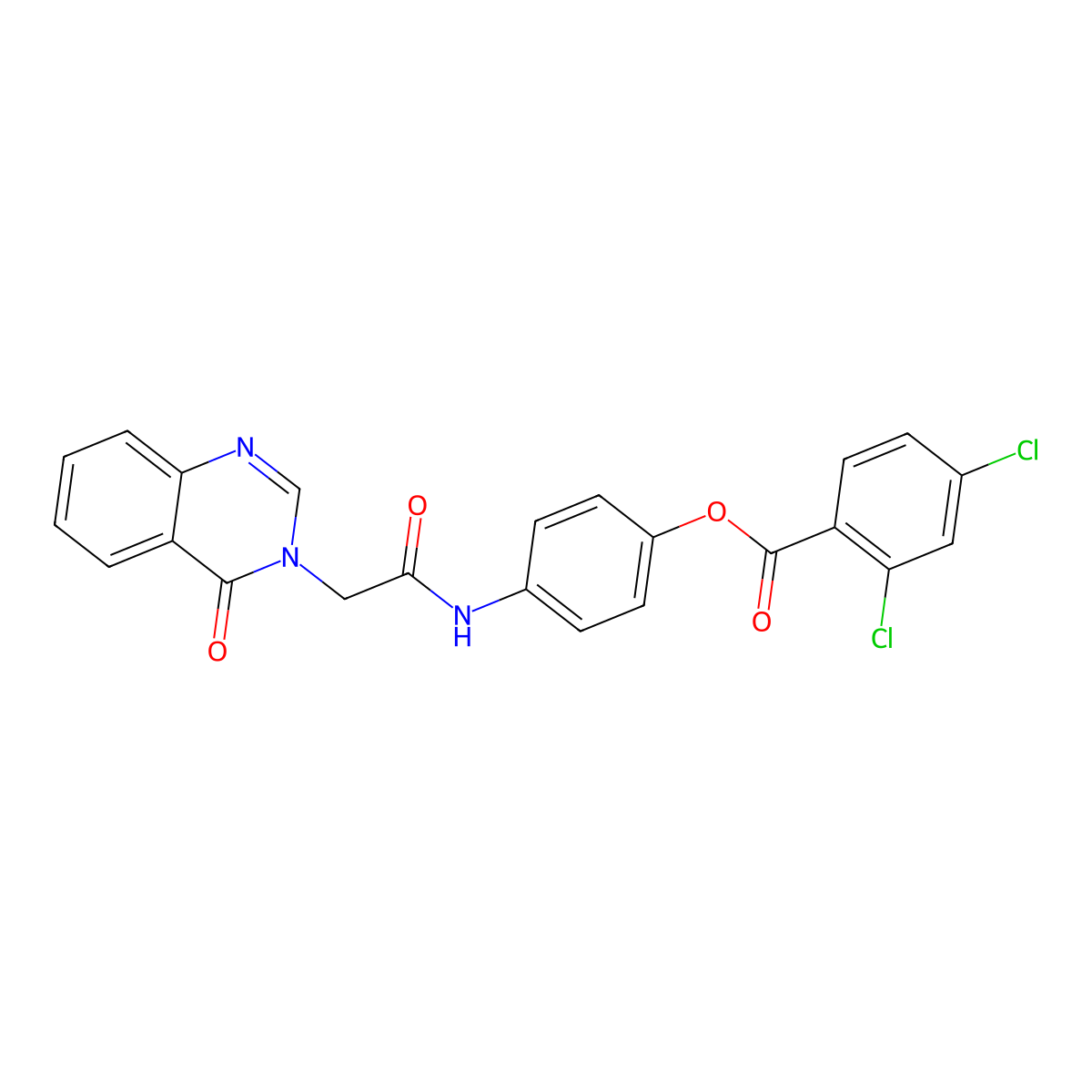 4-{[(4-oxoquinazolin-3(4H)-yl)acetyl]amino}phenyl 2,4-dichlorobenzoate molecular structure, CAS 497225-38-4
