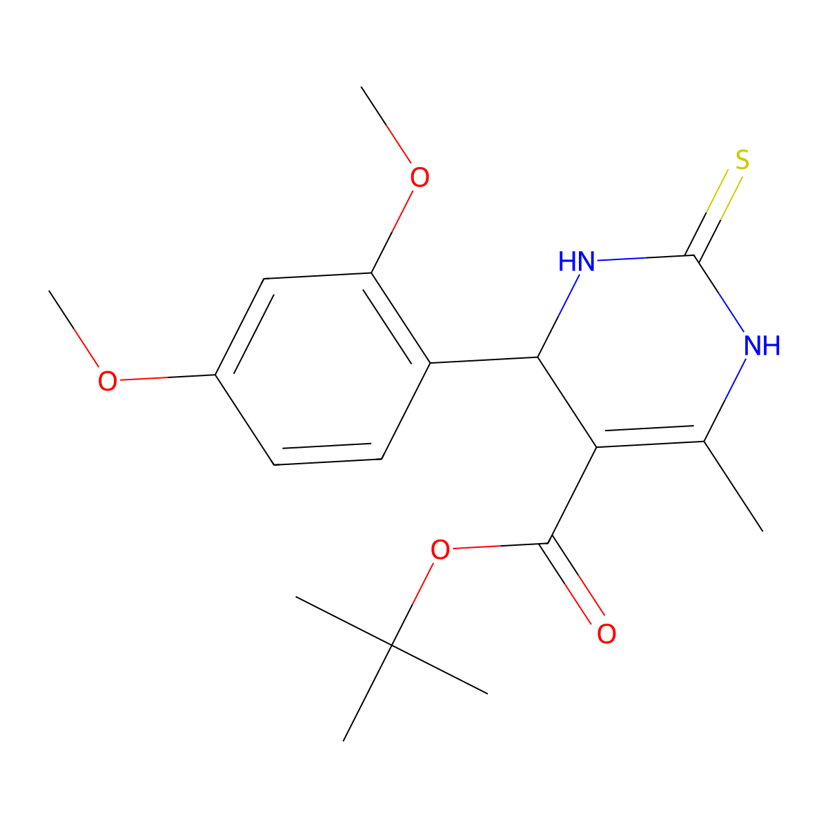 tert-butyl 4-(2,4-dimethoxyphenyl)-6-methyl-2-sulfanylidene-3,4-dihydro-1H-pyrimidine-5-carboxylate molecular structure, CAS 497228-22-5