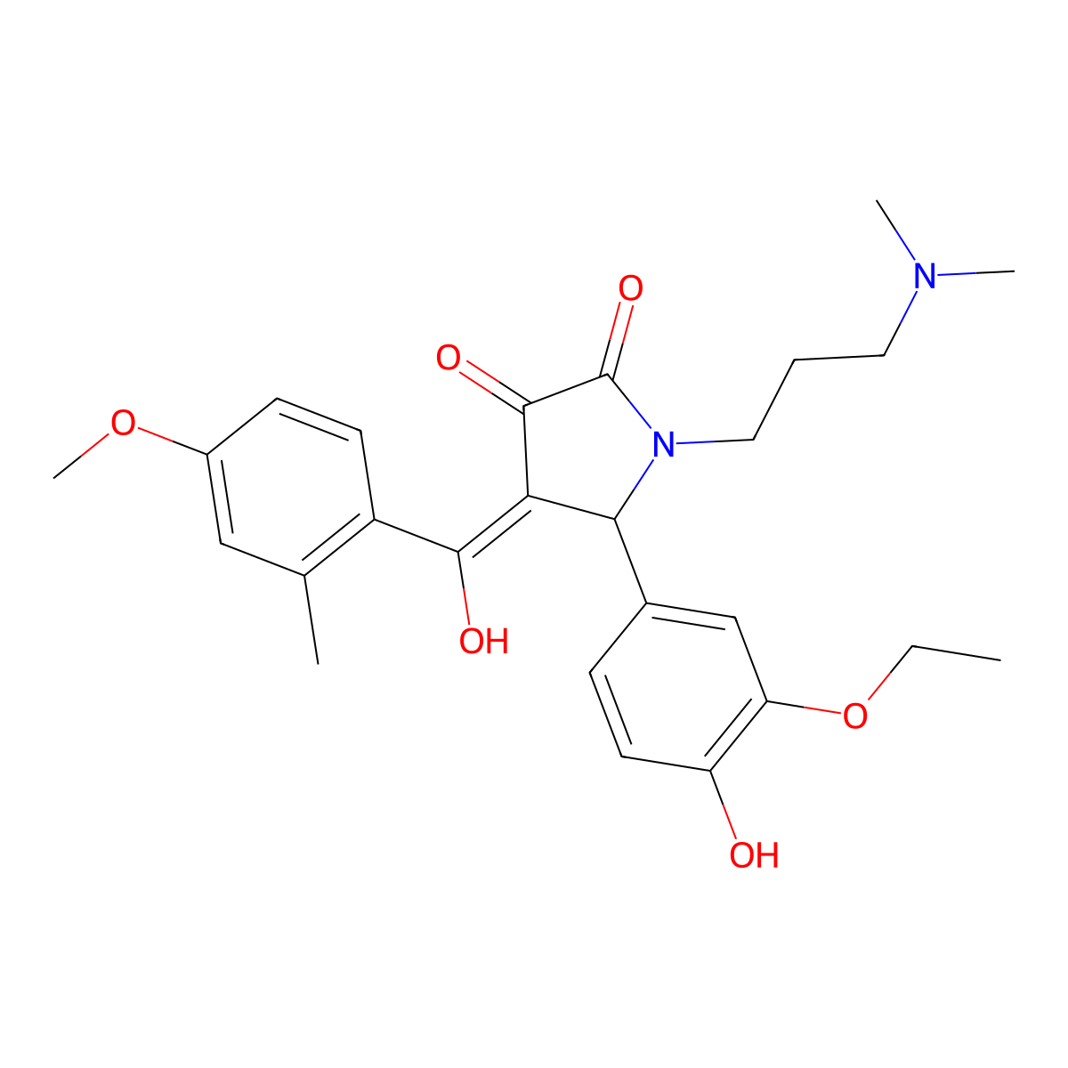 1-[3-(dimethylamino)propyl]-5-(3-ethoxy-4-hydroxyphenyl)-3-hydroxy-4-(4-methoxy-2-methylbenzoyl)-2,5-dihydro-1H-pyrrol-2-one molecular structure, CAS 497228-28-1