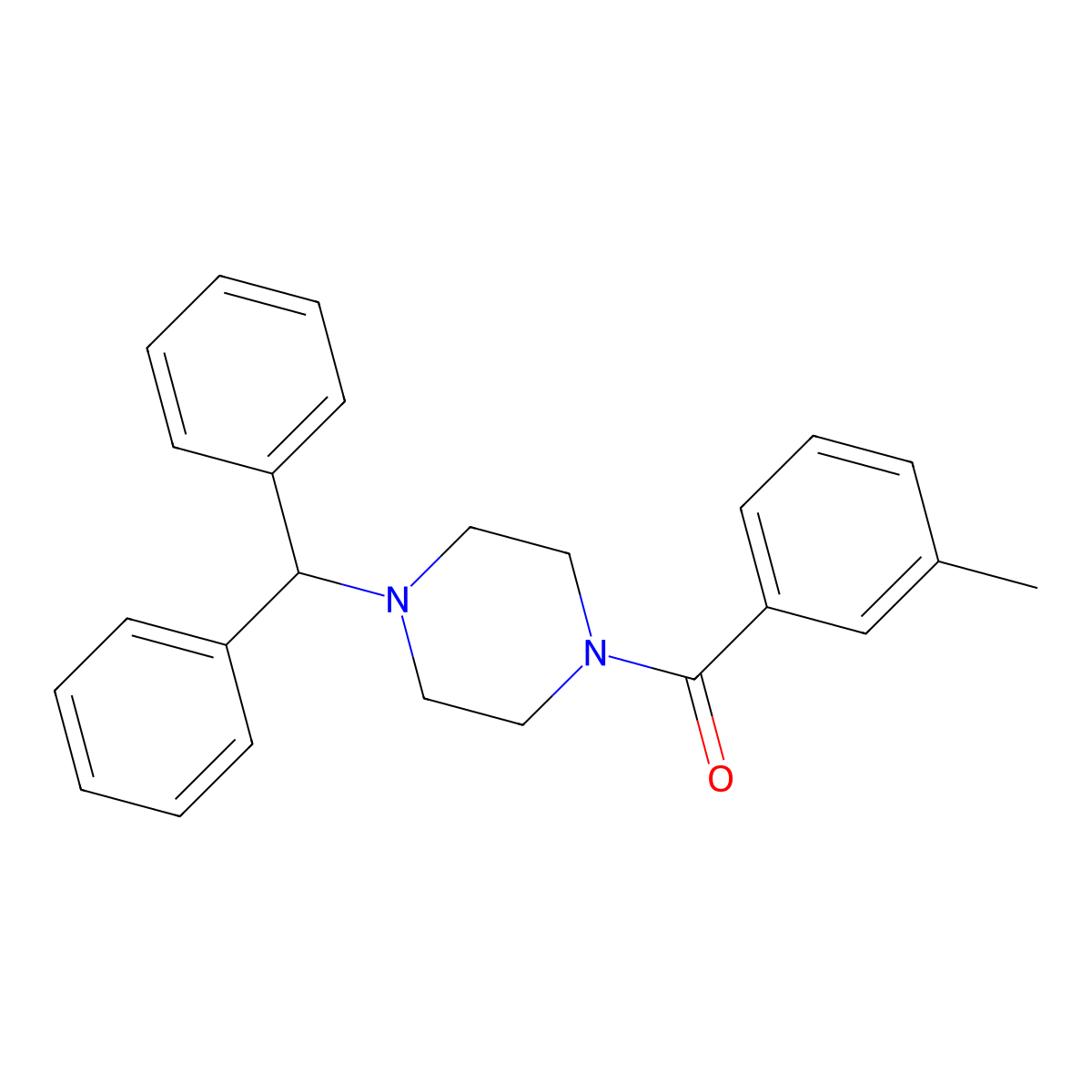 (4-Benzhydrylpiperazin-1-yl)(m-tolyl)methanone molecular structure, CAS 497228-34-9