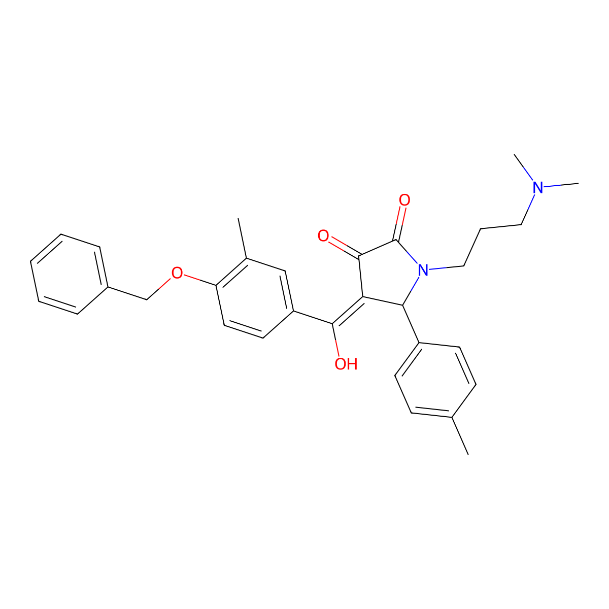 4-[4-(benzyloxy)-3-methylbenzoyl]-1-[3-(dimethylamino)propyl]-3-hydroxy-5-(4-methylphenyl)-2,5-dihydro-1H-pyrrol-2-one molecular structure, CAS 497228-40-7