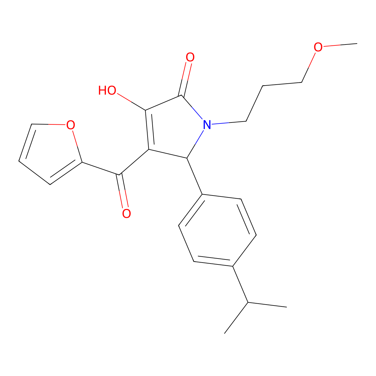 (4E)-4-[furan-2-yl(hydroxy)methylidene]-1-(3-methoxypropyl)-5-[4-(propan-2-yl)phenyl]pyrrolidine-2,3-dione molecular structure, CAS 497228-67-8