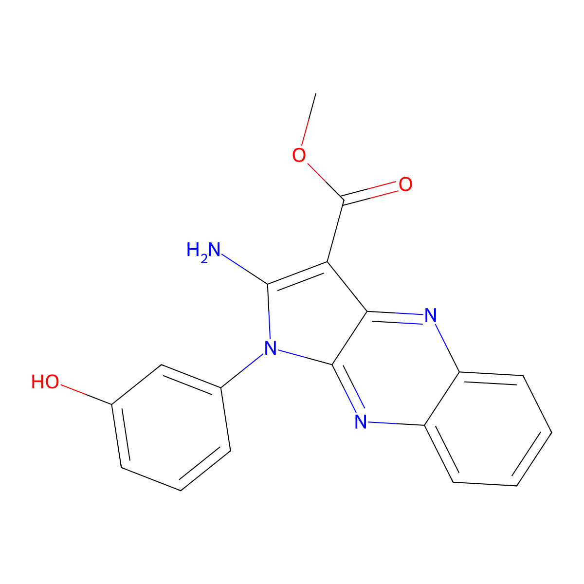 Methyl 2-amino-1-(3-hydroxyphenyl)pyrrolo[3,2-b]quinoxaline-3-carboxylate molecular structure, CAS 497229-11-5