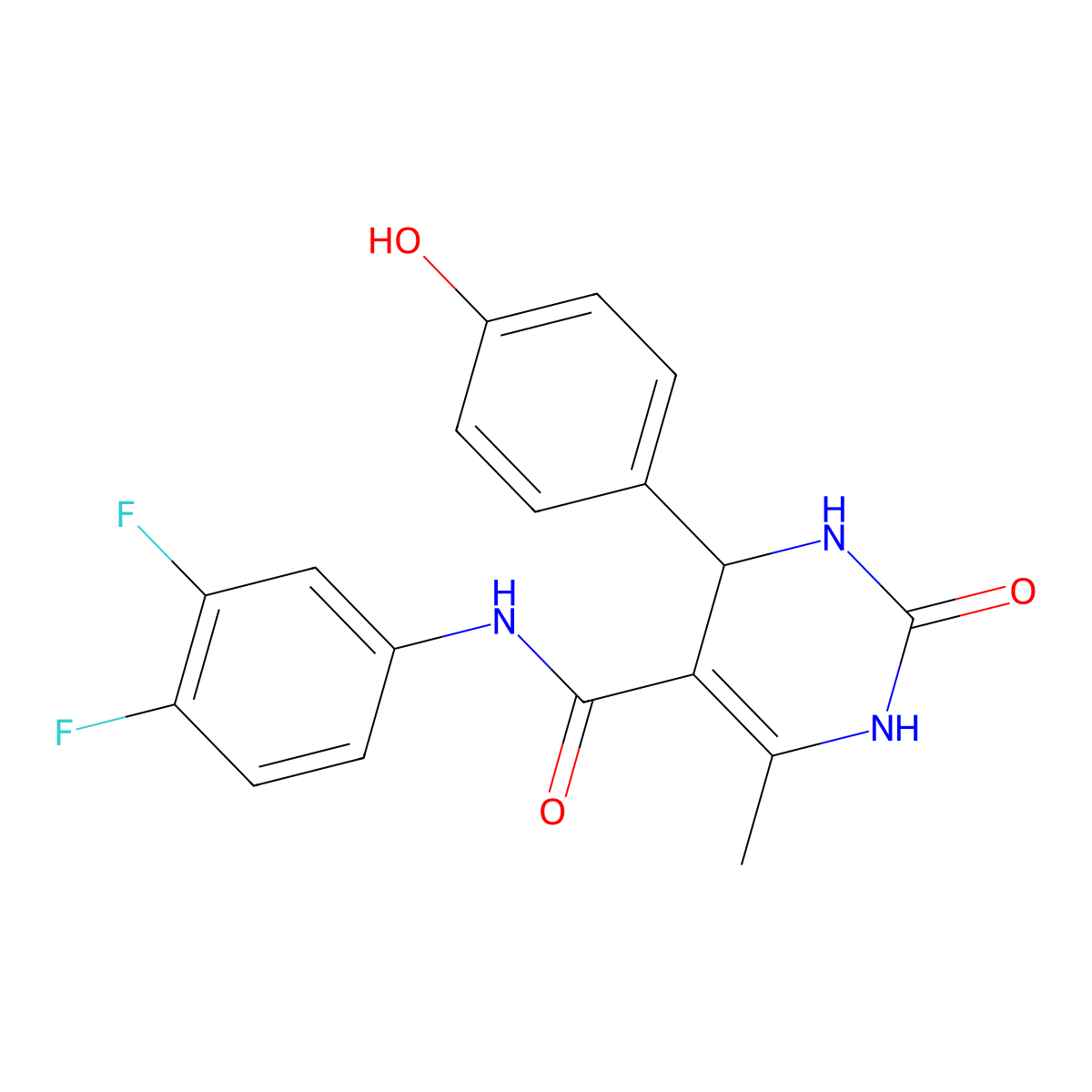 N-(3,4-difluorophenyl)-4-(4-hydroxyphenyl)-6-methyl-2-oxo-3,4-dihydro-1H-pyrimidine-5-carboxamide molecular structure, CAS 497229-58-0