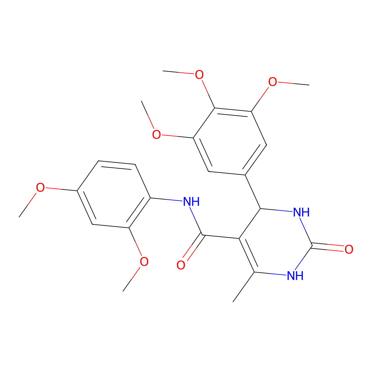 N-(2,4-dimethoxyphenyl)-6-methyl-2-oxo-4-(3,4,5-trimethoxyphenyl)-1,2,3,4-tetrahydropyrimidine-5-carboxamide molecular structure, CAS 497229-98-8