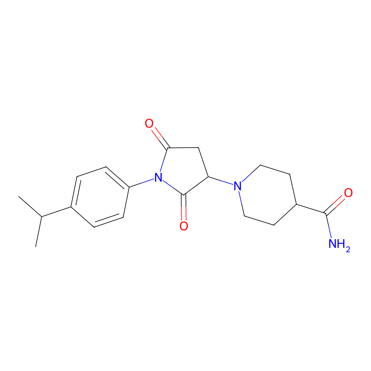 1-{2,5-Dioxo-1-[4-(propan-2-yl)phenyl]pyrrolidin-3-yl}piperidine-4-carboxamide molecular structure, CAS 497230-18-9