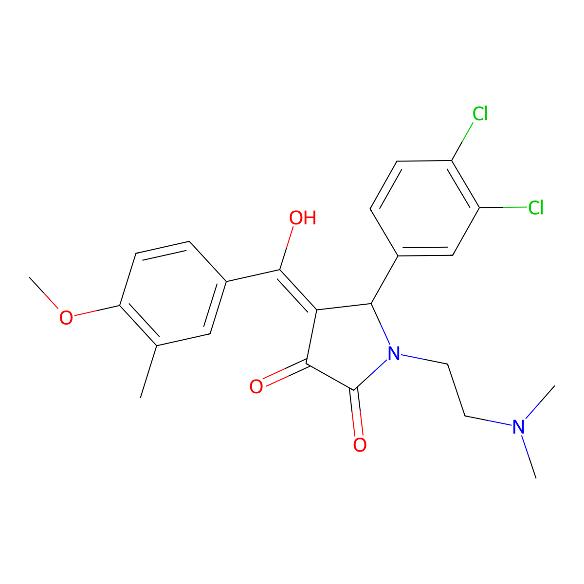 5-(3,4-dichlorophenyl)-1-[2-(dimethylamino)ethyl]-3-hydroxy-4-(4-methoxy-3-methylbenzoyl)-2,5-dihydro-1H-pyrrol-2-one molecular structure, CAS 497230-19-0