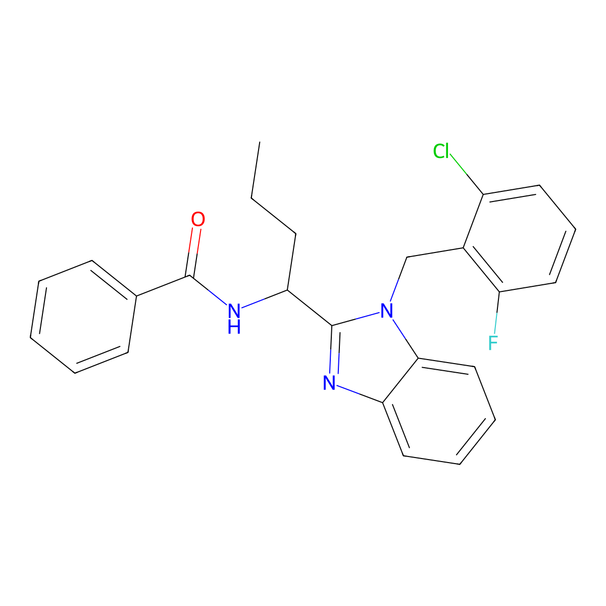 N-{1-[1-(2-chloro-6-fluorobenzyl)-1H-benzimidazol-2-yl]butyl}benzamide molecular structure, CAS 497230-27-0