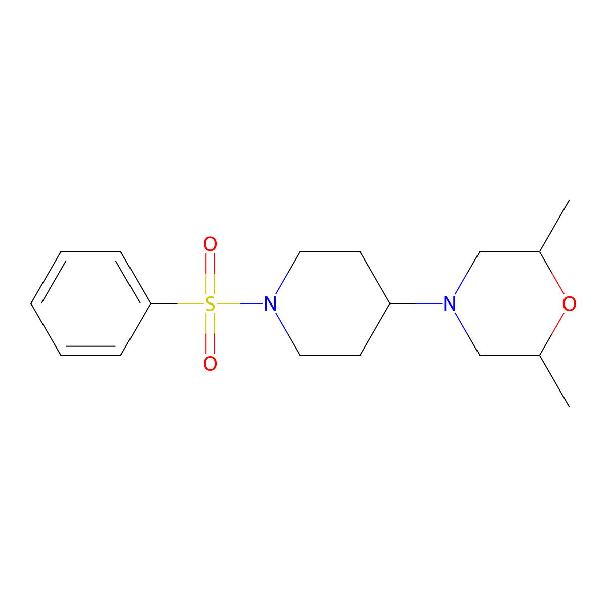 4-[1-(Benzenesulfonyl)piperidin-4-yl]-2,6-dimethylmorpholine molecular structure, CAS 497230-35-0