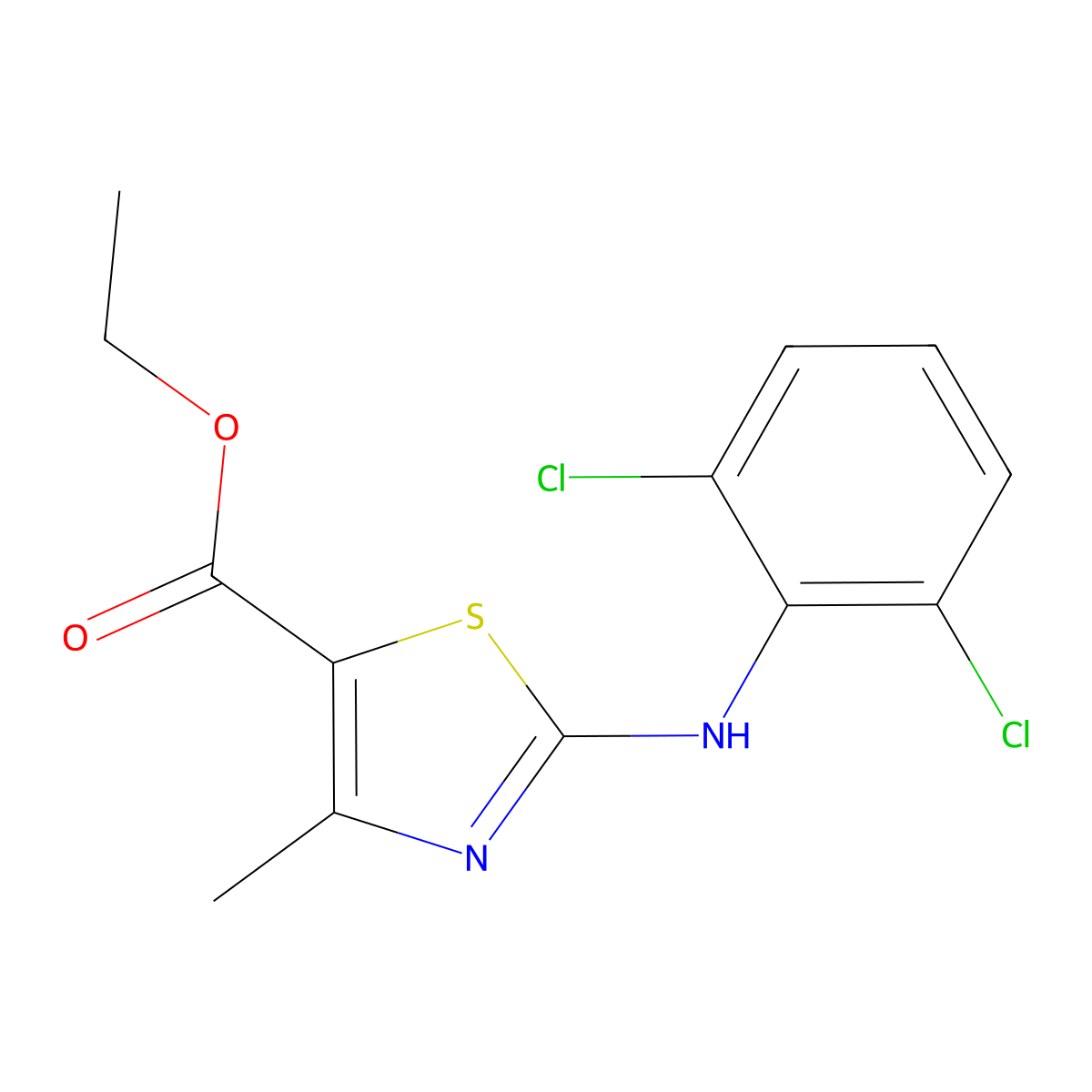 Ethyl 2-(2,6-dichloroanilino)-4-methyl-1,3-thiazole-5-carboxylate molecular structure, CAS 497230-54-3