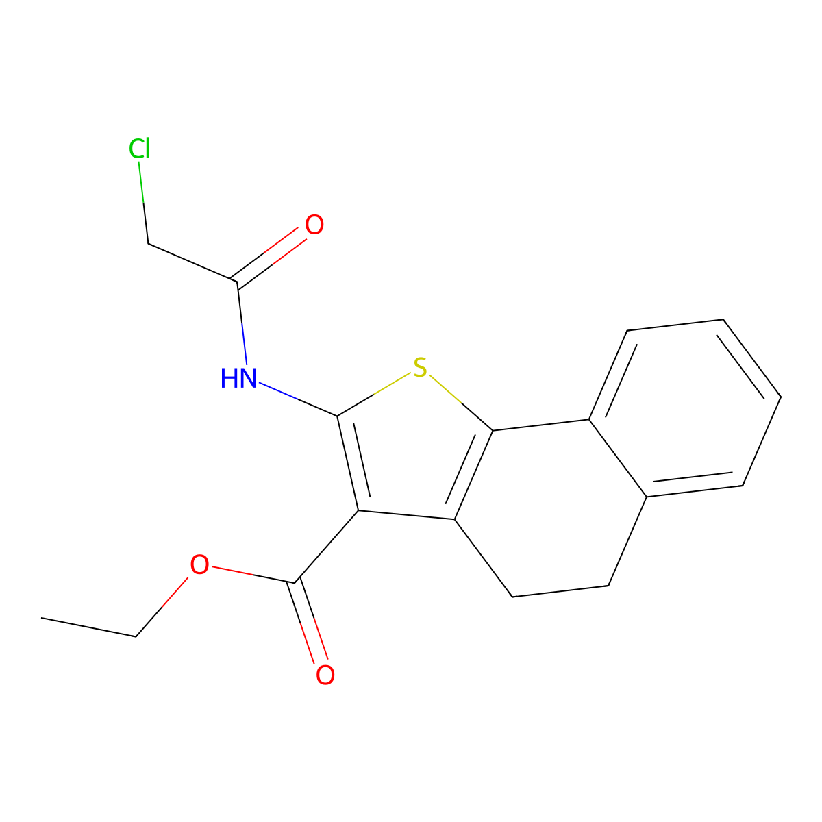 Ethyl 2-[(chloroacetyl)amino]-4,5-dihydronaphtho[1,2-b]thiophene-3-carboxylate molecular structure, CAS 497230-86-1