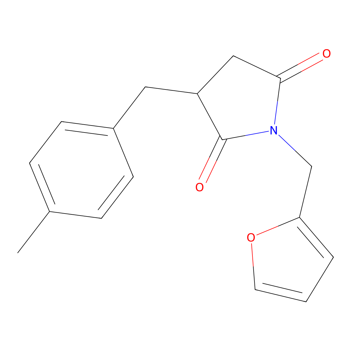1-(2-Furanylmethyl)-3-[(4-methylphenyl)methyl]pyrrolidine-2,5-dione molecular structure, CAS 497230-95-2