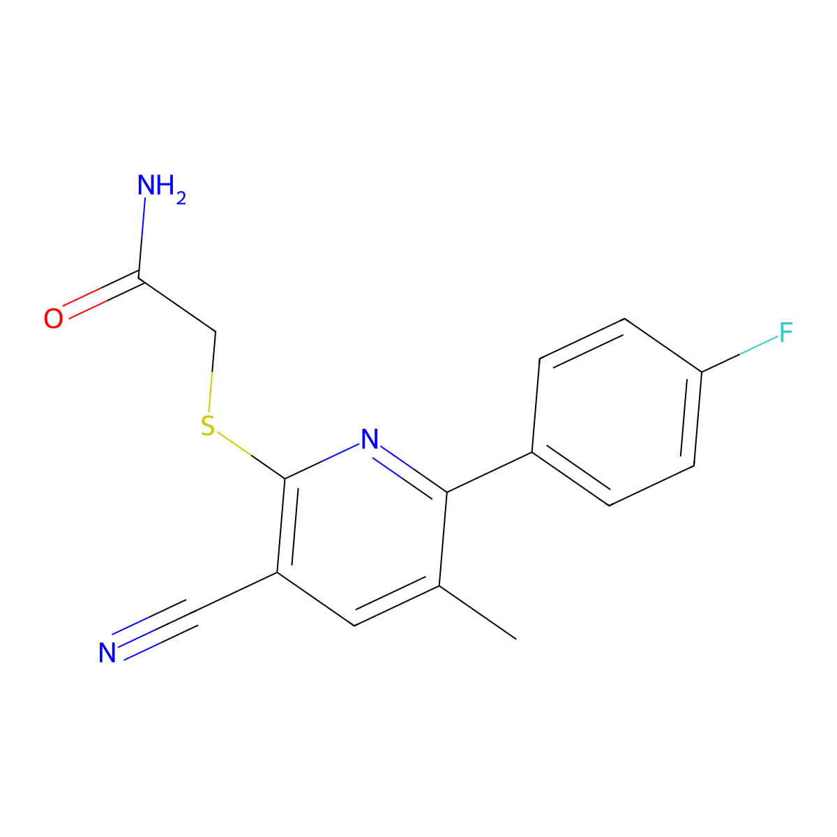 2-[3-Cyano-6-(4-fluorophenyl)-5-methylpyridin-2-yl]sulfanylacetamide molecular structure, CAS 497231-81-9