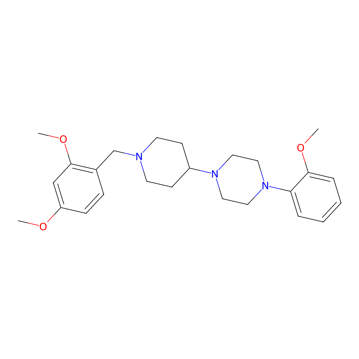 1-[1-[(2,4-Dimethoxyphenyl)methyl]piperidin-4-yl]-4-(2-methoxyphenyl)piperazine molecular structure, CAS 497231-83-1