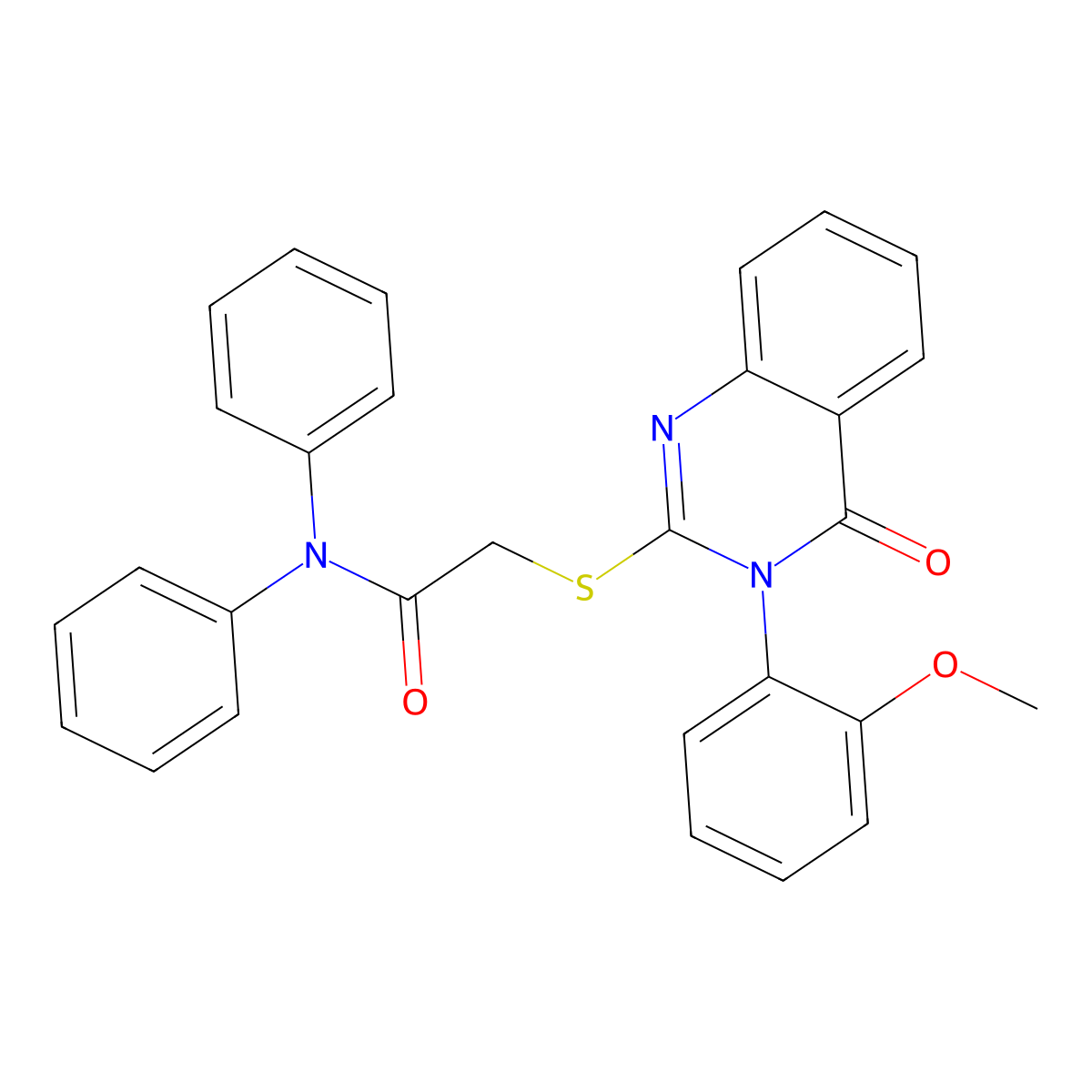 2-[3-(2-methoxyphenyl)-4-oxoquinazolin-2-yl]sulfanyl-N,N-diphenylacetamide molecular structure, CAS 497231-89-7