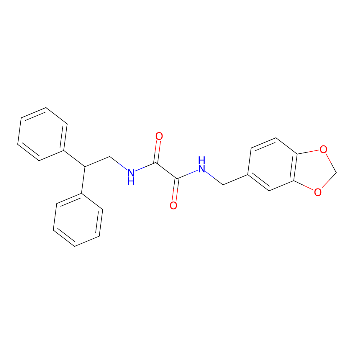 N-(1,3-benzodioxol-5-ylmethyl)-N'-(2,2-diphenylethyl)oxamide molecular structure, CAS 497231-91-1