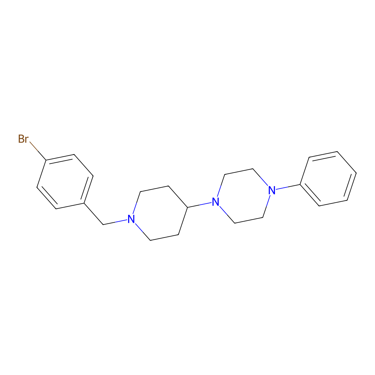 1-[1-[(4-Bromophenyl)methyl]piperidin-4-yl]-4-phenylpiperazine molecular structure, CAS 497232-10-7
