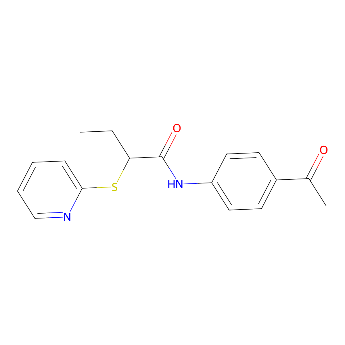 N-(4-acetylphenyl)-2-pyridin-2-ylsulfanylbutanamide molecular structure, CAS 497232-14-1