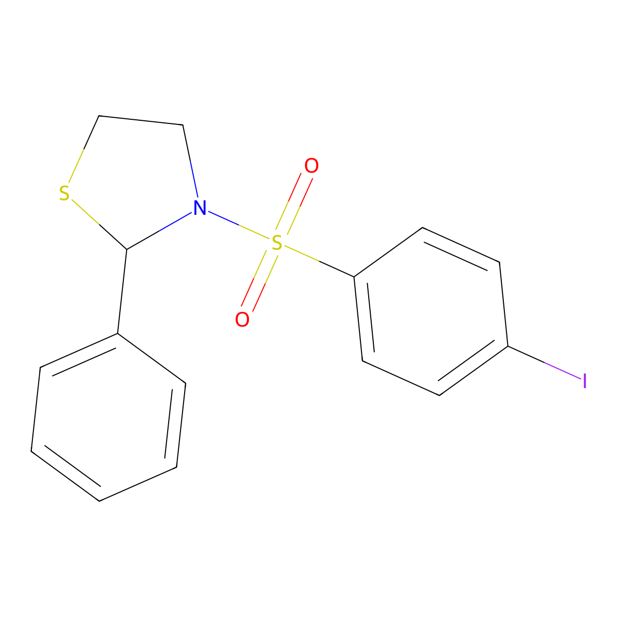3-((4-Iodophenyl)sulfonyl)-2-phenylthiazolidine molecular structure, CAS 497234-88-5