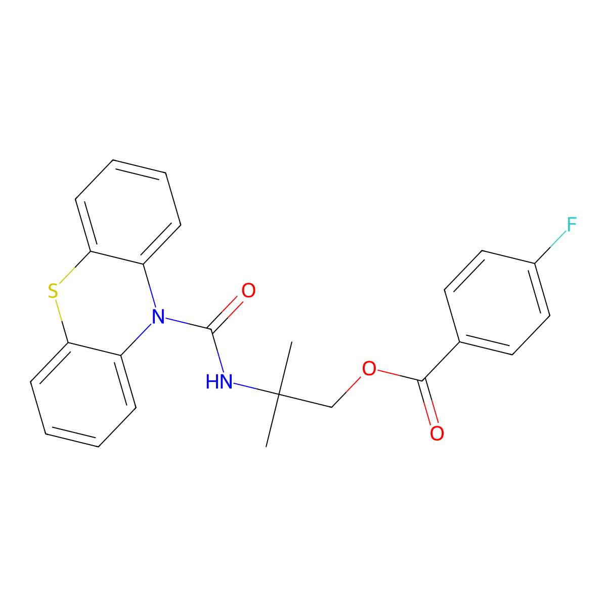 2-methyl-2-[(10H-phenothiazin-10-ylcarbonyl)amino]propyl 4-fluorobenzoate molecular structure, CAS 497240-46-7