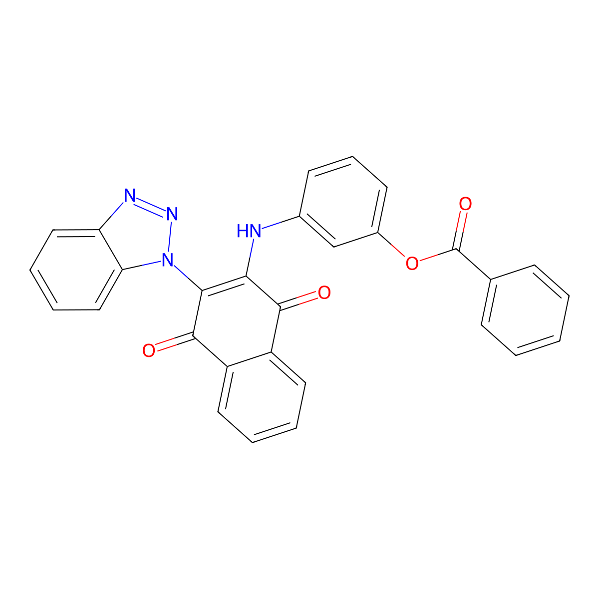 3-{[3-(1H-1,2,3-benzotriazol-1-yl)-1,4-dioxo-1,4-dihydro-2-naphthalenyl]amino}phenyl benzoate molecular structure, CAS 497240-55-8