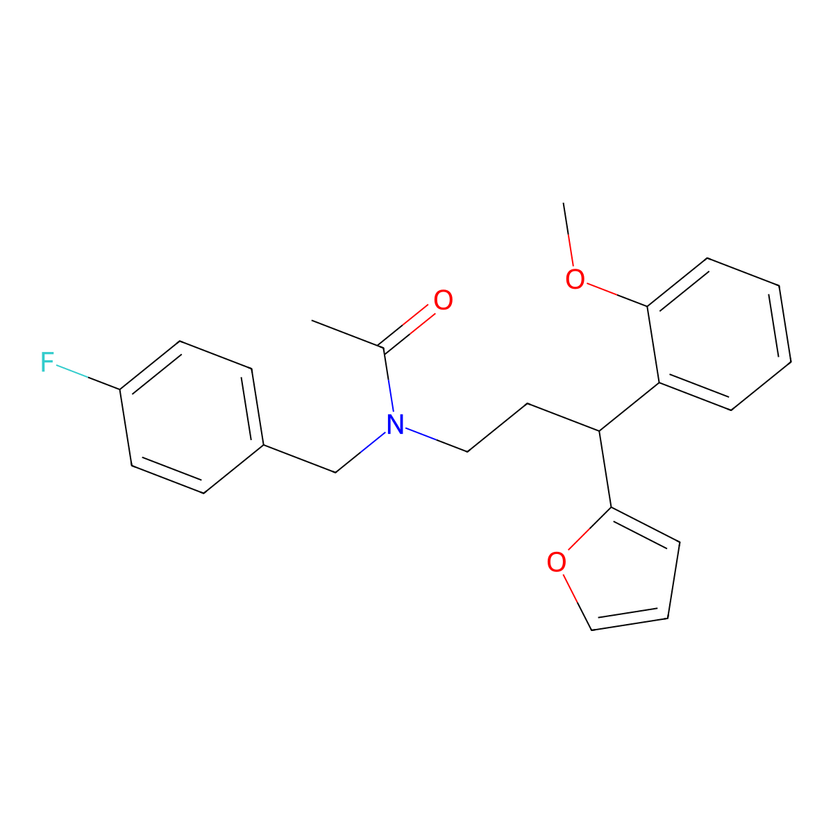 N-[(4-fluorophenyl)methyl]-N-[3-(furan-2-yl)-3-(2-methoxyphenyl)propyl]acetamide molecular structure, CAS 497240-61-6