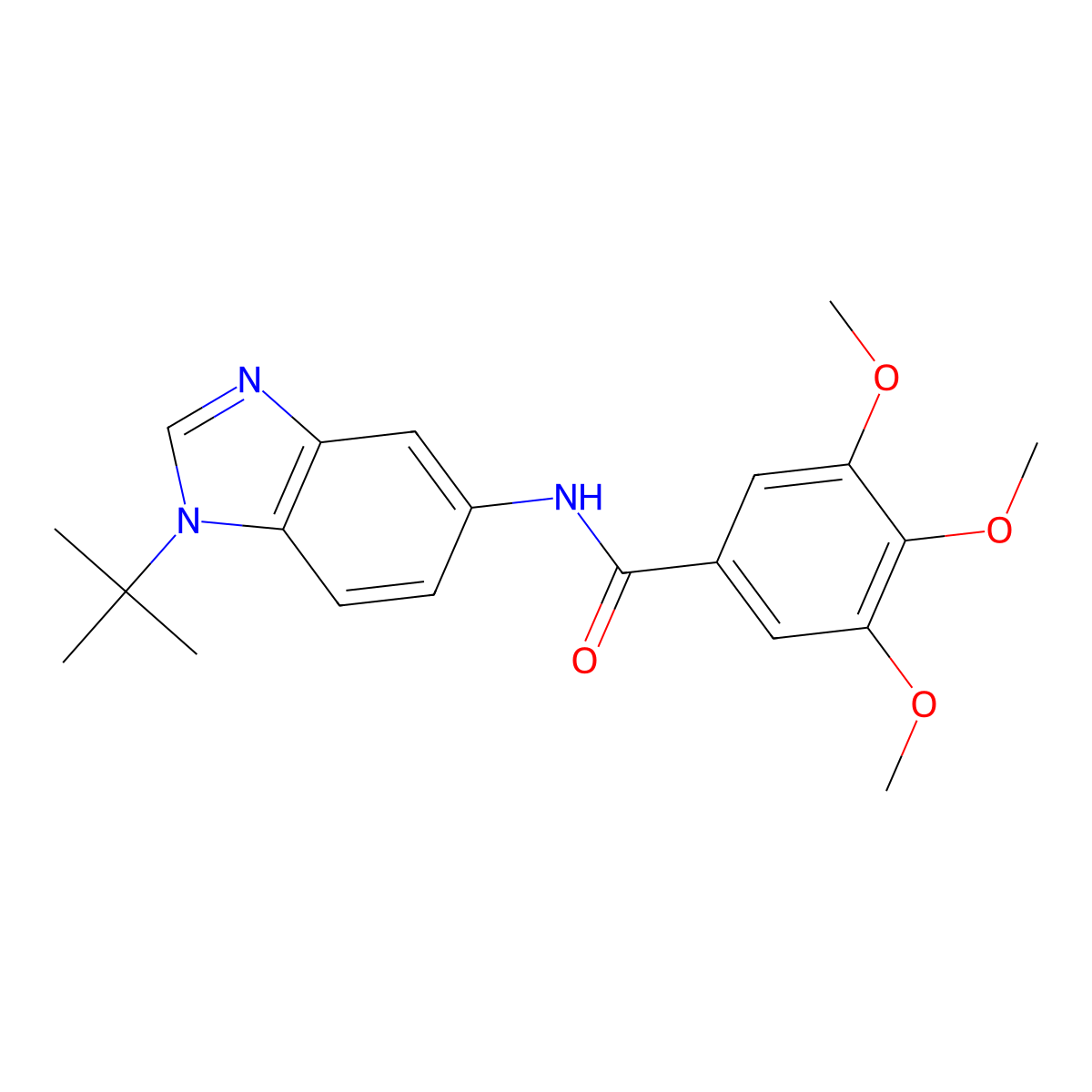 N-(1-tert-butyl-5-benzimidazolyl)-3,4,5-trimethoxybenzamide molecular structure, CAS 497240-67-2