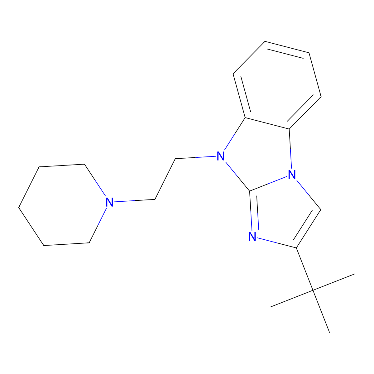 2-Tert-butyl-4-(2-piperidin-1-ylethyl)imidazo[1,2-a]benzimidazole molecular structure, CAS 497240-81-0